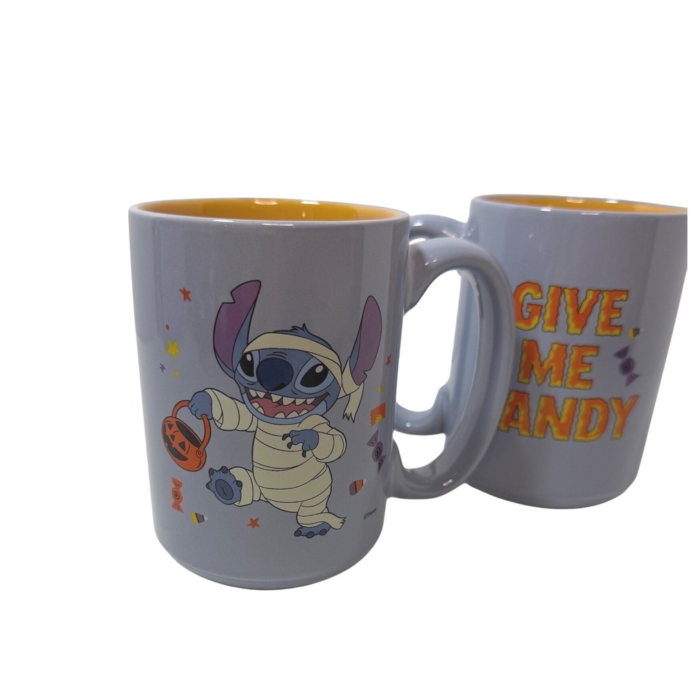 Disney Lilo & Stitch Halloween Mummy Coffee 2 Mug Set Zak Designs Give Me Candy